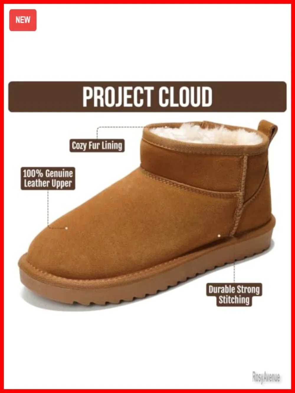 Genuine Leather Women's Ankle Boots - Water Resistant with Cozy Faux Fur Lining